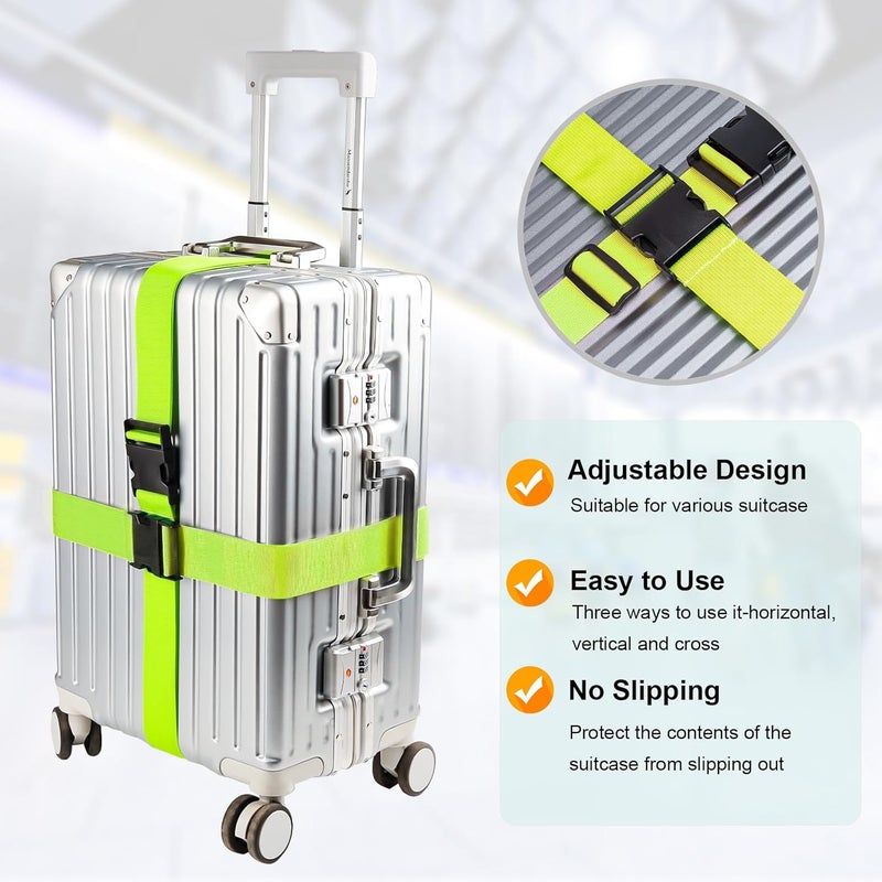 collwait Luggage Straps for Suitcases TSA Approved, Travel Belt Suitcase Belt, Suitcase Straps TSA Approved, Luggage Belt Strap TSA Approved, Travel Straps for Luggage, Luggage Band Bag Straps, Green - Image 2